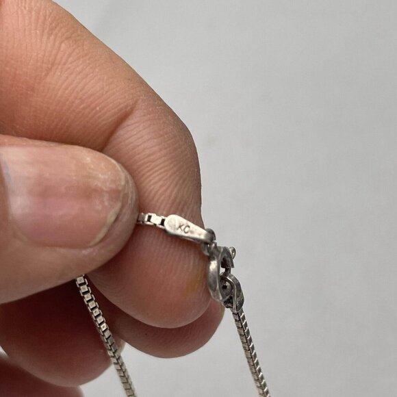 KC 925 Sterling Silver Garnet Pendant Box Chain Necklace Spring Ring Closure - Picture 10 of 11